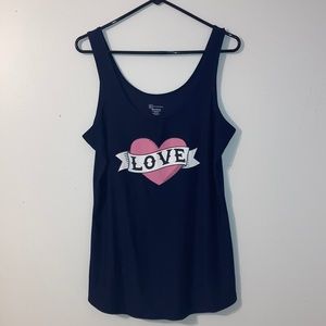 Love Heart Graphic Tank Top Size 3X